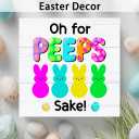 4 x Funny Easter Wooden Box Sign Decor, Bunny Rabbit Easter Gifts for Home Kitchen Farmhouse Table Decoration, Oh for Peeps Shake, 5 x 5 Inch (Fuchsia)