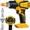 350W Cordless Heat Gun Compatible with Dewalt 20V Battery,Adjustable Temp 1201110,LED Light,Portable Hot Air Gun LCD Digital Display & 4 Nozzles For Shrink Tubing,Crafts,DIY(Tool Only,NO Battery)