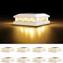 Brightever 4x4 Solar Post Cap Lights Outdoor, Waterproof Solar Powered Deck Lights for 5x5 Wooden/Vinyl Post, Outside White Fence Light with 16LEDs Warm/Cool Lighting in Garden, Patio, Porch, 8-Pack