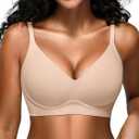 Wireless Jelly Bras for Women No Underwire - Seamless Padded T-Shirt Bralette with Support, Comfortable Everyday Bra (Medium)