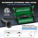 Flemoon [3 Pack] Outdoor Extension Cord Safety Cover, IPX4 Weatherproof Electrical Box to Protect Outdoor Outlet, Plug, Socket, Halloween, Christmas Holiday Decoration Light, Green