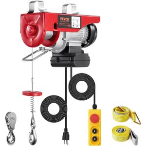 VEVOR Electric Hoist with Remote Control, 440 lbs Material Handling Tool, 110V Electric Hoist with 14ft Remote Control for Factories, Warehouses, Construction Site, Attic, 440lbs Wired
