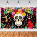 Mocsicka Day of The Dead Party Backdrop Banner Mexican Fiesta Skull Flowers Backdrop Dia DE Los Muertos Party Decorations Photo Booth Props (6x3.6ft)