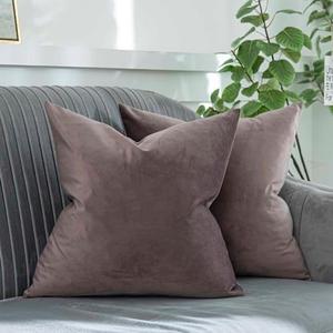 QUAFOO Mulberry Decorative Velvet Throw Pillow Covers 20x20 inch Set of 2 with Zipper Luxury Soft Solid Square Cushion Covers Case for Sofa Couch Bed Living Room