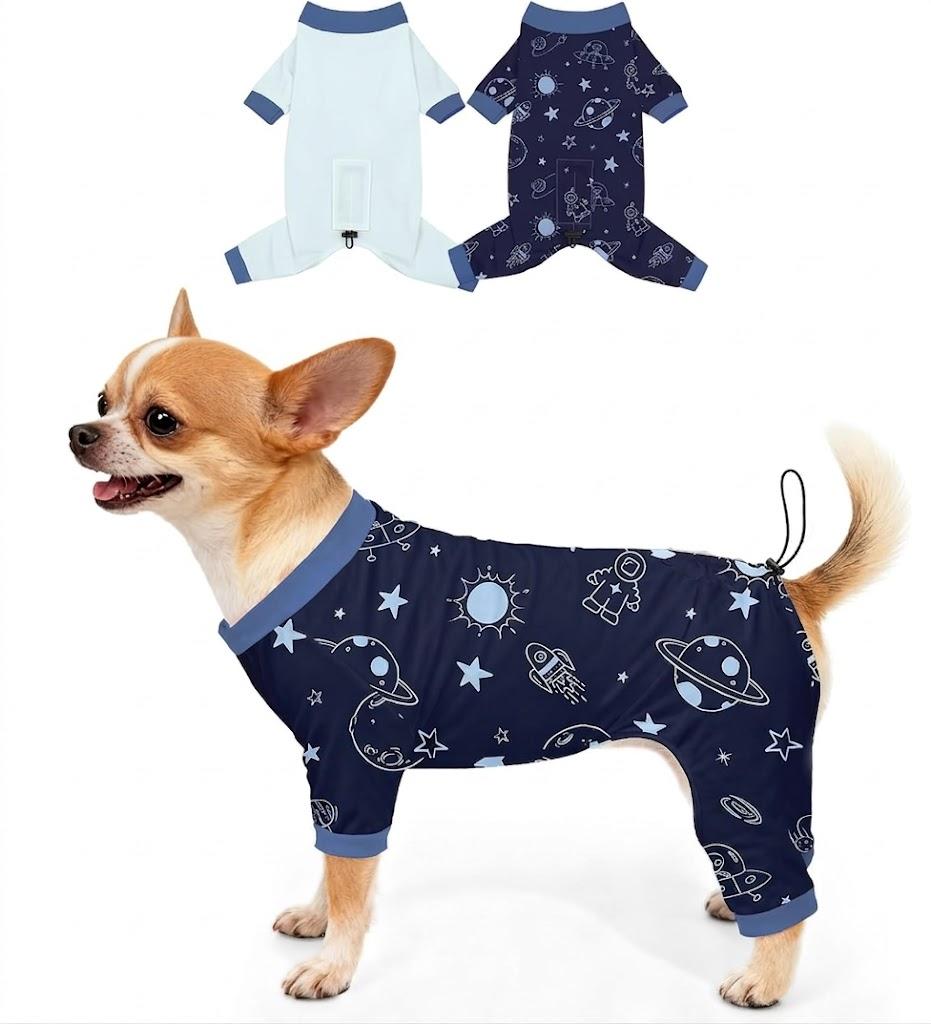 Bienbee Dog Pajamas, 2 Pack Dog Recovery Suit Shedding Suit Cute Soft Puppy Clothes Dogs Pjs Onesies Jammies Adjustable Breathable & Stretchy Clothes for Small Medium Large Dogs Girl Boy Puppy-L