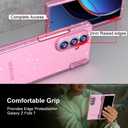 FABSPARK Case for Samsung Galaxy Z Fold 7 Built-in Screen Protector,Hinge Protection,Sparkly Bling Glitter Crystal Clear Transparent Slim Fit Acrylic Hard PC for Samsung Z Fold 7 Case,Glitter Pink