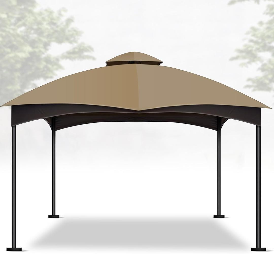 10'x12' Replacement Gazebo Canopy Top Cover Double Tiered Outdoor Canopy Cover Roof Resistant Durable for Grill Patio BBQ Compatible with Lowe's Allen Roth 10X12 Gazebo #GF-12S004B-1 / GF-12S004BTO