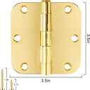 Door Hinges Polished Brass 3.5 Inch Door Hinges Gold 6 Pack 5/8" Radius Corners 3-1/2 Interior Door Hinge for Doors Bedroom Yellow Shiny Luxury Residential Door Hardware Bright Brass Hinge JIW