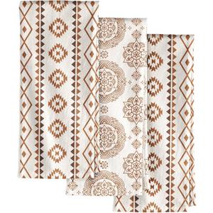 Miss Adola 3pcs 150GSM Flour Sack Kitchen Towels, Bohemian | 18"x 26", Pure Cotton, Light Weight, All Season Design, Lint-Free, Quick Drying, for Proofing Bread, for Kitchen Drying