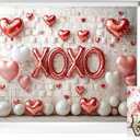 Kate Valentine's Day Pink Heart Balloon Backdrop Romantic XOXO Decoration Background Photo Fabric Props 10x8ft