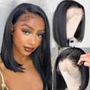 Usexy 12 inch Straight Bob Wig Human Hair 13x4 HD Frontal Lace Wig 150% Density Short Bob Wigs for Women Glueless Bob Lace Front Wigs Human Hair Pre Plucked Natural Black Color
