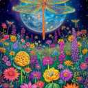 Cross & Glory - 1000 Piece Jigsaw Puzzle for Adults | Lunar Symphony: The Dragonfly’s Tale | Best New Enchanted Nature Puzzle | Vibrant Nighttime Artwork| 20x27 Inches | Flower Puzzle