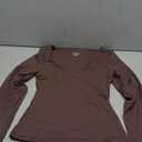 SUUKSESS Women Double Lined Casual V Neck Crop Tank Tops Basic Long Sleeve Shirts (X-Small, 05 Brown)