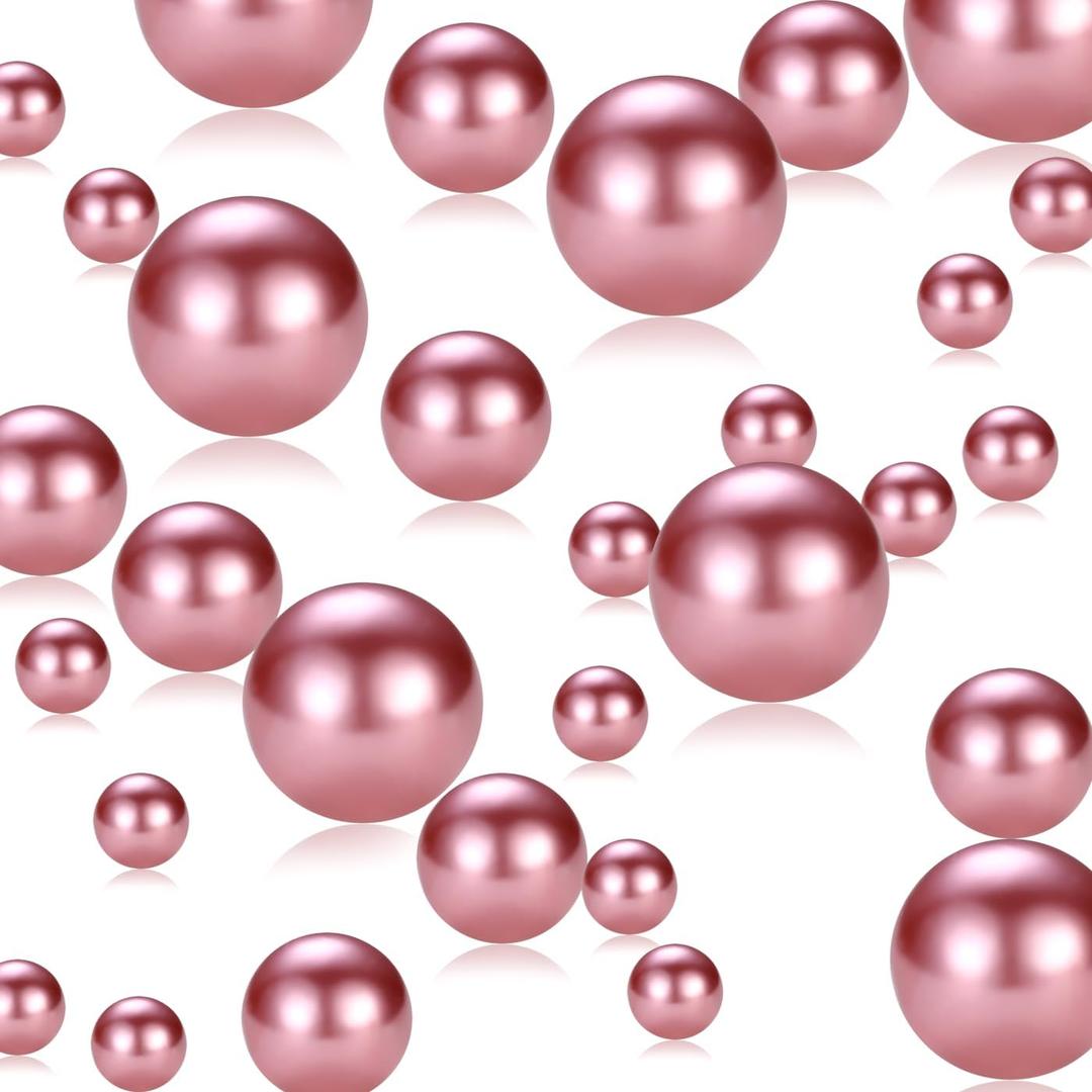 LAIDANLA 240Pcs Rose Gold Vase Filler Pearl Beads 8/14/20 mm Round Beads Centerpieces Vases for Vase Filling Decorations Wedding Centerpieces Party Table Decor