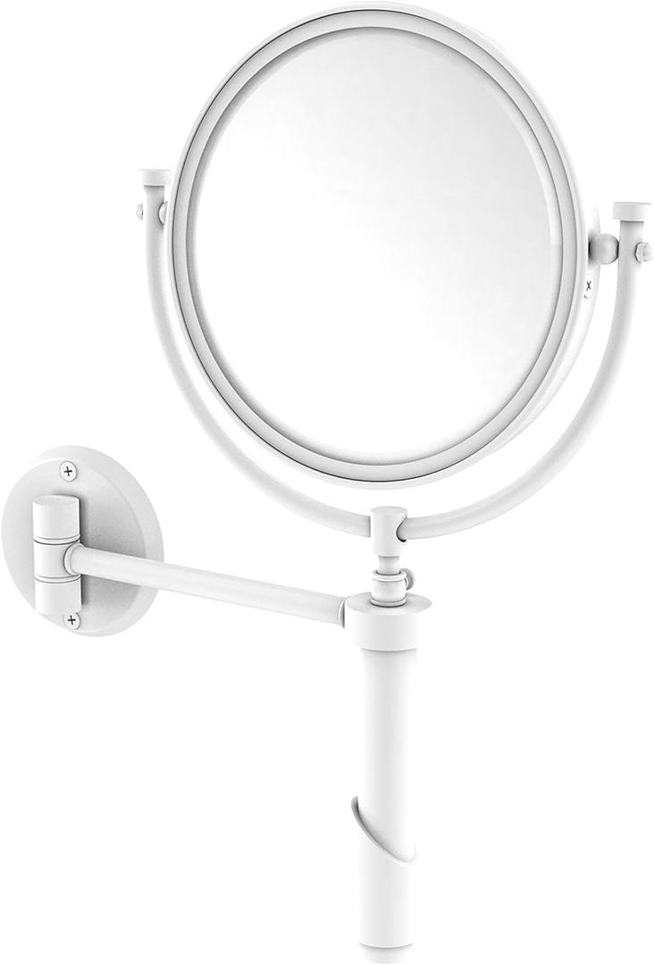 Allied Brass TRM-8/2X Tribecca Collection Wall Mounted 8 Inch Diameter with 2X Magnification Make-Up Mirror, Matte White