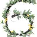 5.9ft Easter Garland Easter Decor Eggs Wild Flowers Garland Wreath Artificial Spring Flower Garlands with Pastel Eggs & Daisy Flower for Indoor and Outdoor