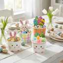 WorldBazaar Easter Snack Cups for Kids Paper Bowls Ice Cream 24 Sets Disposable Easter Party Supplies Treat Food Container Holiday Decorations Bunny