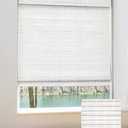 UNISHADES Cordless Bamboo Roman Shades for Windows, Blinds Size (33.5" W ×64" H) Colour (Alpine Ivory)