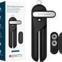 KITCHENDAO Replaceable Can Opener with 2 Extra Blades, Super Sharp Manual Can Opener with Magnet, Smooth Edge Cut Handheld Tin Opener, Large Turning Knob for Seniors & Arthritis, Black