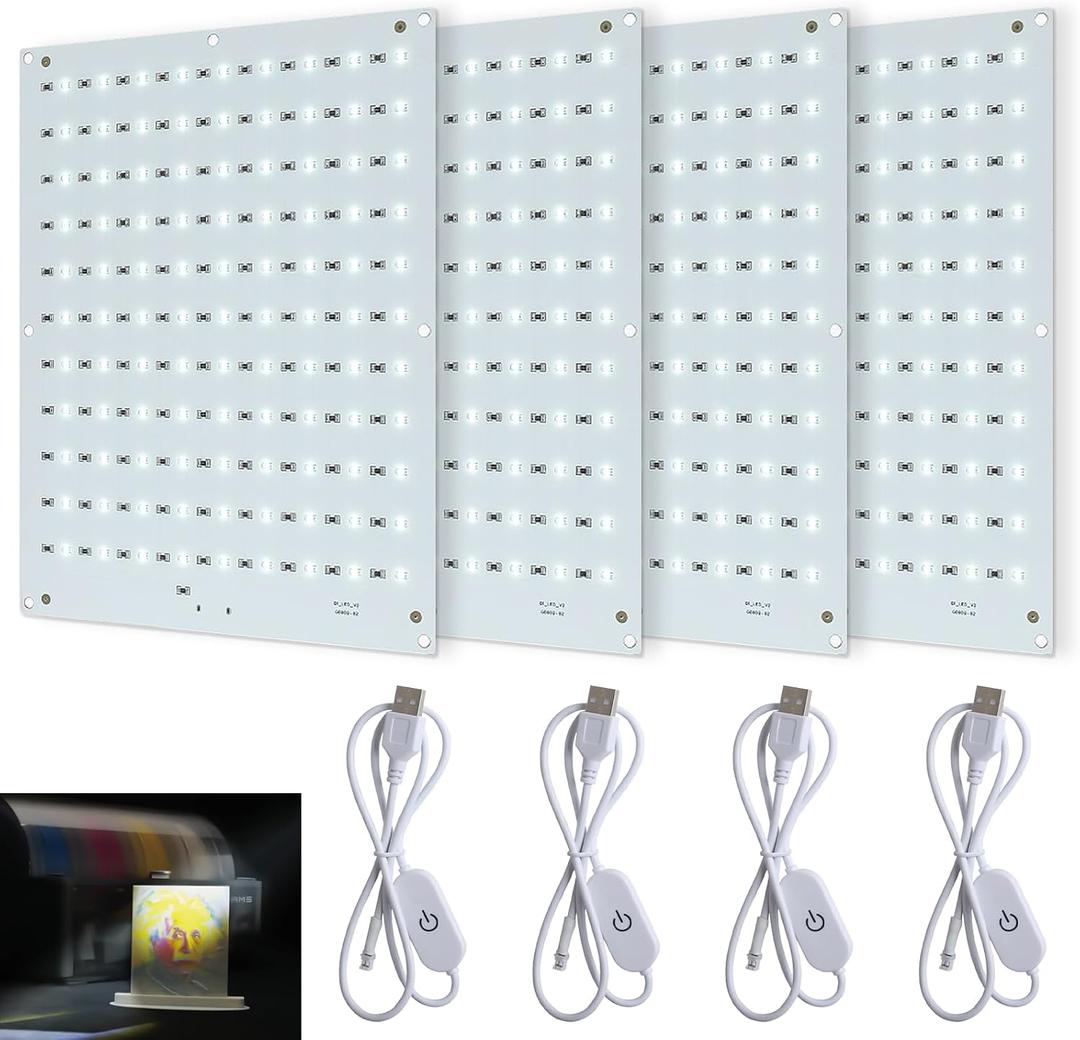 4PCS CMYK Lithophane LED Backlight Board Kit Compatible with Bambu lab A1/A1 mini/P2S/X1C/H2D 3D Printers,PCB Light Replacement Kit with USB power cable and Connection Cable for 3D Printed Photo Model