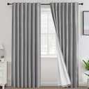 100% Blackout Curtains Linen Textured Chenille Curtains 96 Inch Length for Living Room Thermal Insulated Heat Light Blocking Drapes for Bedroom Neutral Farmhouse, 52" W x 96" L, Dove(Not Solid)