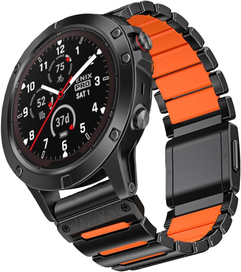 Titanium Compatible for Garmin Fenix 8 51mm 7X 6X 5X Watch Band,26mm Dual-Color Magnetic Quickfit Bands Gifts for Men Fenix 7X 6X Pro/5X Plus/3HR/Instinct 2X Solar3 50mm/Enduro/Tactix/Epix Pro2