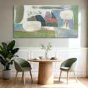 YETHEN WAL Sage Green Abstract Wall Art – 20×40 Minimalist Canvas Print, Soft Olive & Mist Blue Artwork for Living Room, Bedroom or Entryway Decor