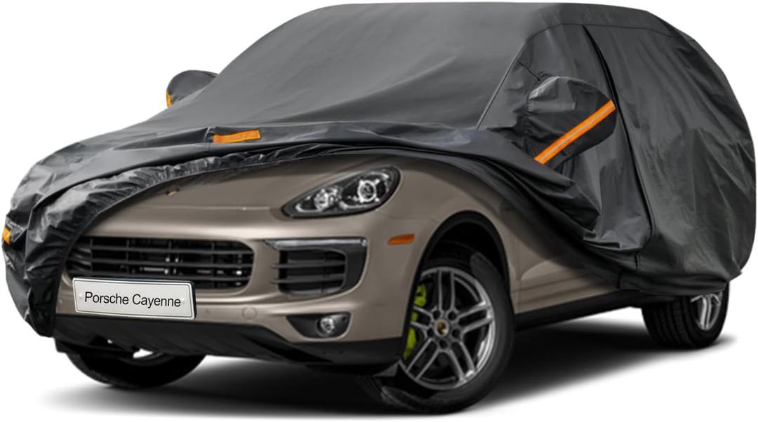 Kayme 7 Layers SUV Car Cover Custom Fit for Porsche Cayenne (2002-2025) Waterproof All Weather for Automobiles, Outdoor Full Cover Rain Sun UV Protection.Black