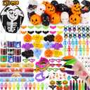 170pcs Halloween Party Favors for Kids,24 Pack Prefilled Pumpkins Skeletons Bulk Halloween Toys Goodie Bag Basket Stuffers Fillers,Trick or Treat Giveaways Classroom Gifts Treasure Box Carnival Prizes