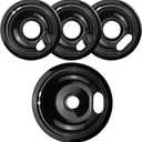 Black Stove Burner Drip Pans Replacement for Whirlpool Amana Crosley Electric Range, Stove Top Drip Bowls Includes 1 Large 8-Inch W10290353 and 3 Small 6-Inch W10290350 by APPLIANCEMATES