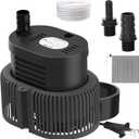Pool Cover Pump Above Ground  Submersible Sump Pump, Swimming Water Removal Pumps, with Drainage Hose & 25 Feet Extra Long Power Cord, 850 GPH inGround, 3 Adapters Black
