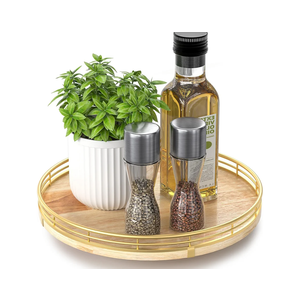 Farmhouse Oak 10" Lazy Susan Turntable Organizer for Cabinet, Round Wooden Lazy Susan Organization and Storage for Dining Table, Pantry, Kitchen, Countertop, Cupboard,Home Decor