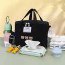 Kawaii Lunch Bag Cute Bears Lunch Box Reusable Thermal Cooler Lunch Tote Bag for Back to School Supplies (White)