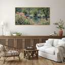 YeeHomedec Monet Botanical Framed Canvas Wall Art, Impressionist Floral Garden Wall Decor, Vintage Pond Tree Artwork, Nature Landscape Art Paintings for Living Room Bedroom Bathroom 20"x40"