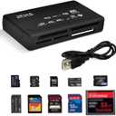 USB 2.0 All in One PC Memory Card Reader Adapter and Write Plug OSX Windows Chrome Compatible for SD/ MMC/ SDHC/ XD/ M2/ Memory Stick/ Micro SD/ CF/ Pro&Duo Cards