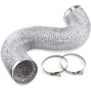 Cenipar Dryer Vent Hose-4 inch Ducting Vent Hose Flexible Aluminum Foil Non-Insulated (4 inch 8 feet) with 2 Clamps (Silver)