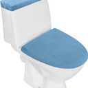 Stretch Velvet Toilet Lid Cover and Toilet Tank Lid Cover, Bathroom Super Soft Toilet Lid Cover Set Luxury Velvet Plush, with Elastic Bottom, Machine Wash, Sky Blue