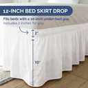 Wrap Around Dust Ruffle Bed Skirt - Antique White - for King Size Beds w/ 12 Inch Drop - Easy Fit Elastic Strap - Adjustable Pleated Bedskirt w/Brushed Fabric, Wrinkle Free Women, Men, Kids & Teens