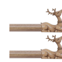 Wood Decorative Curtain Rods for Windows:36-88 Inch Wooden Boho Farmhouse Curtain Rod for Bedroom Living Room,Heavy Duty Adjustable Rustic Drapery Rods with Imitation Wood Deer Finials