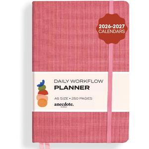 Anecdote Daily Planner w/ 2026-2027 Calendar | Start Anytime 26 Weeks Undated | 1 Page per Day | 8.5" x 5.2" | Hardcover To-Do List Organizer, Plan Your Success, Achieve Productivity Goals (Blossom)