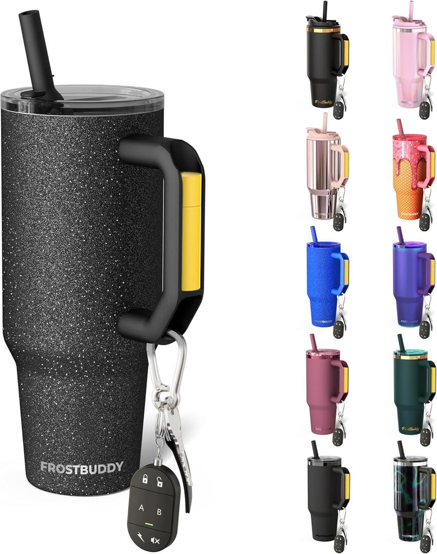 Thicc Buddy - 40 oz Stainless Steel Vacuum Insulated Tumbler with Lid and Straw for Water - Travel Mug Cupholder Friendly - Gifts for Women Men Him Her (Dark Glitz)