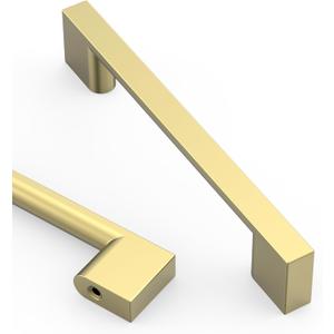 Asidrama 10 Pack 5 Inch(128mm) Brushed Brass Cabinet pulls Kitchen Cabinet Handles, Cabinet Pulls Kitchen Cabinet Hardware for Cupboard Drawer Pulls (5" Hole Center)