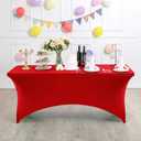 Spandex Table Cover for 8FT or 4ft or 6ft Table Universal Fitted Stretch Tablecloth for Party, Banquet, Wedding and Events-Red