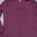 SUUKSESS Women Double Lined Fitted Basic T Shirts Crew Neck Long Sleeve Crop Top (Small, Plum)