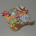 Purpeak 24 Pcs Summer Tree Ornaments Beach Wood Hanging Decoration Hawaiian Wooden Slices Pendant Summer Tree Hanging Ornaments Gift Tags Tropical Party Decor for Luau Party Supplies