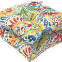 LVTXIII Outdoor/Indoor Tufted Seat Cushion, Decorative Wicker Chair Pads All Weather Seat Cushion Sets for Patio Garden Home Office Furniture, 19x19x4, Round Back, Pack of 2, Paisley Multi