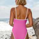 OQQ Womens One Piece Swimsuit Cutout Push Up Tummy Control Bathing Suit with Adjustable Straps (Pink, M)