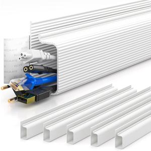 YECAYE 6X15.7 in Cable Management Under Desk,Easy Install Adhesive Mount Cord Hider,Cord Organizer,Wire Management,Wire Hider for Office Organization,Child & Pet Proof,White