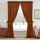 StangH Fall Curtains Burnt Orange Velvet Curtains Luxury Terracotta Thermal Insulated Room Darkening Bedroom Window Drapes for Living Room, Holiday Home Decor for Backdrops, W52 x L84, 2 Panels