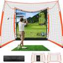 ORIENEGAR Golf Simulator Cage with HD Impact Screen & Target Practice Cloth, 11x8x5 FT, Golf Hitting Net Cage for Indoor Outdoor Home Use, Garage Backyard Practice Cage